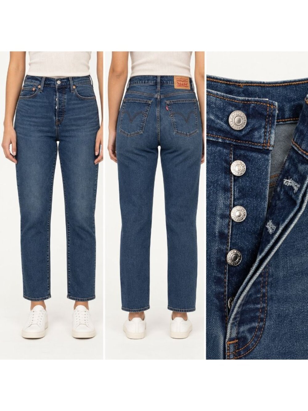 Levi's Wedgie Straight High Rise Jeans Size 32 X 28 Medium Wash Snug Fit Hip & T